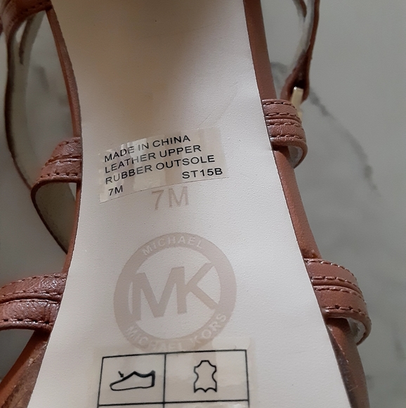 🆕️ MICHAEL  Michael Kors NWT Caramel Brown Size 7M Platform Stiletto Heel Shoes - Picture 7 of 14